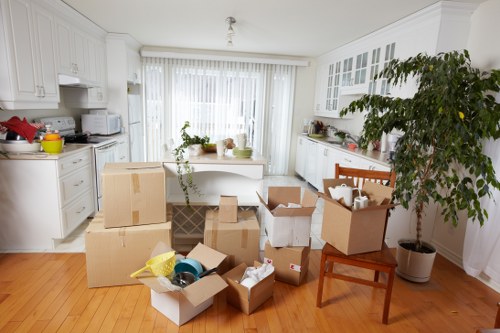 Careful handling of furniture and boxes in a Clapham residential street