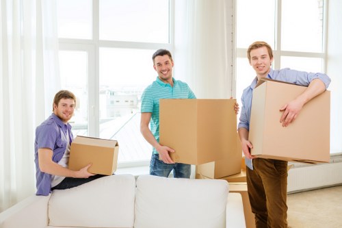 Furniture and boxes being prepared for transport in Clapham