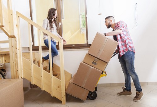 Van loading furniture and household items carefully