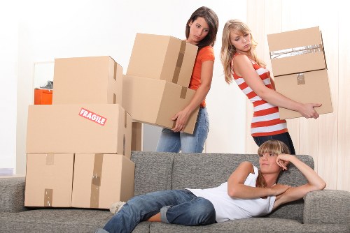 Organised packing boxes ready for residential or office relocation in Clapham